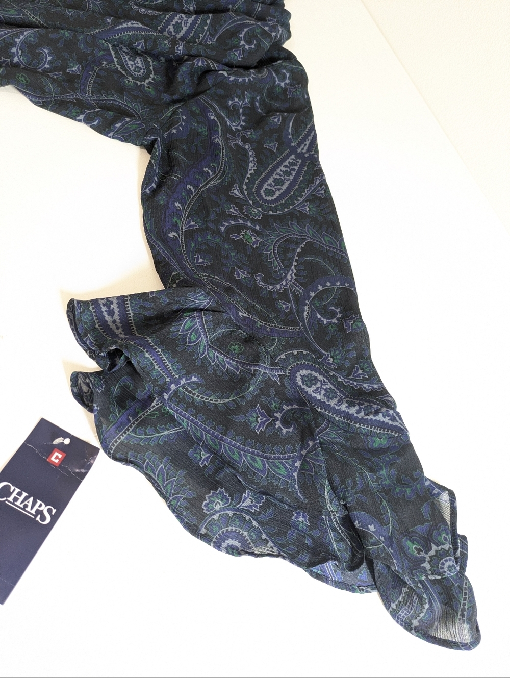 Chaps Women's Sheer Blouse Flare Sleeves Paisley Print Women's Blue Size XXL New - Picture 6 of 12